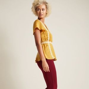 ModCloth Tops - Modcloth Peplum Needlepoint Top ModCloth Tops - Modcloth Peplum Needlepoint Top